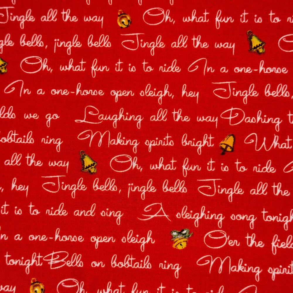 Red Christmas Jingle Bells Lyrics by Lindsay Wilkes - Riley Blake Designs - 1 Yd